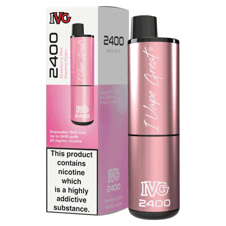 IVG 2400 STRAWBERRY MINT MENTHOL MOJITO Disposable Vape - Click & Vape