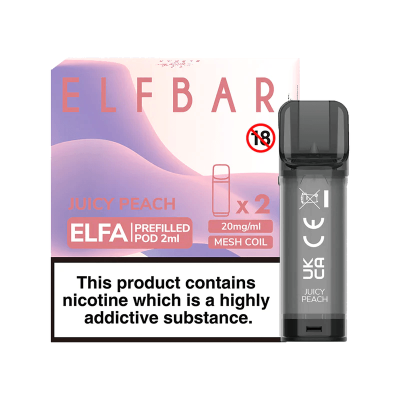 ELF BAR ELFA PRE-FILLED PODS (PACK OF 2) - Juicy Peach - Click & Vape