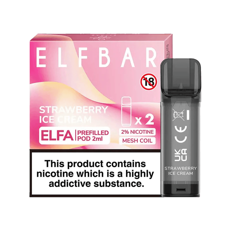 ELF BAR ELFA PRE-FILLED PODS (PACK OF 2) - Strawberry Ice Cream - Click & Vape