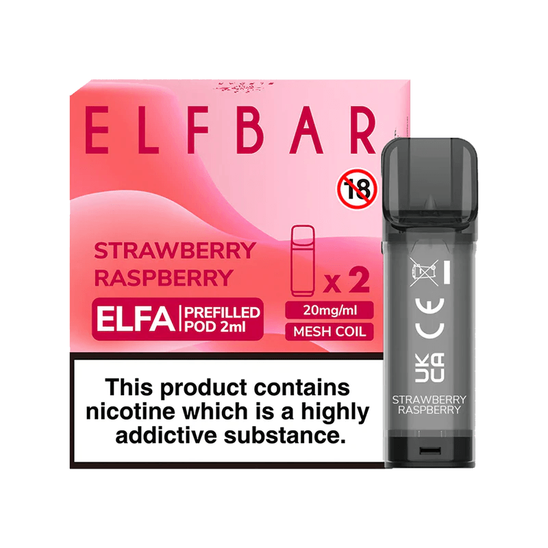 ELF BAR ELFA PRE-FILLED PODS (PACK OF 2) - Strawberry Raspberry - Click & Vape