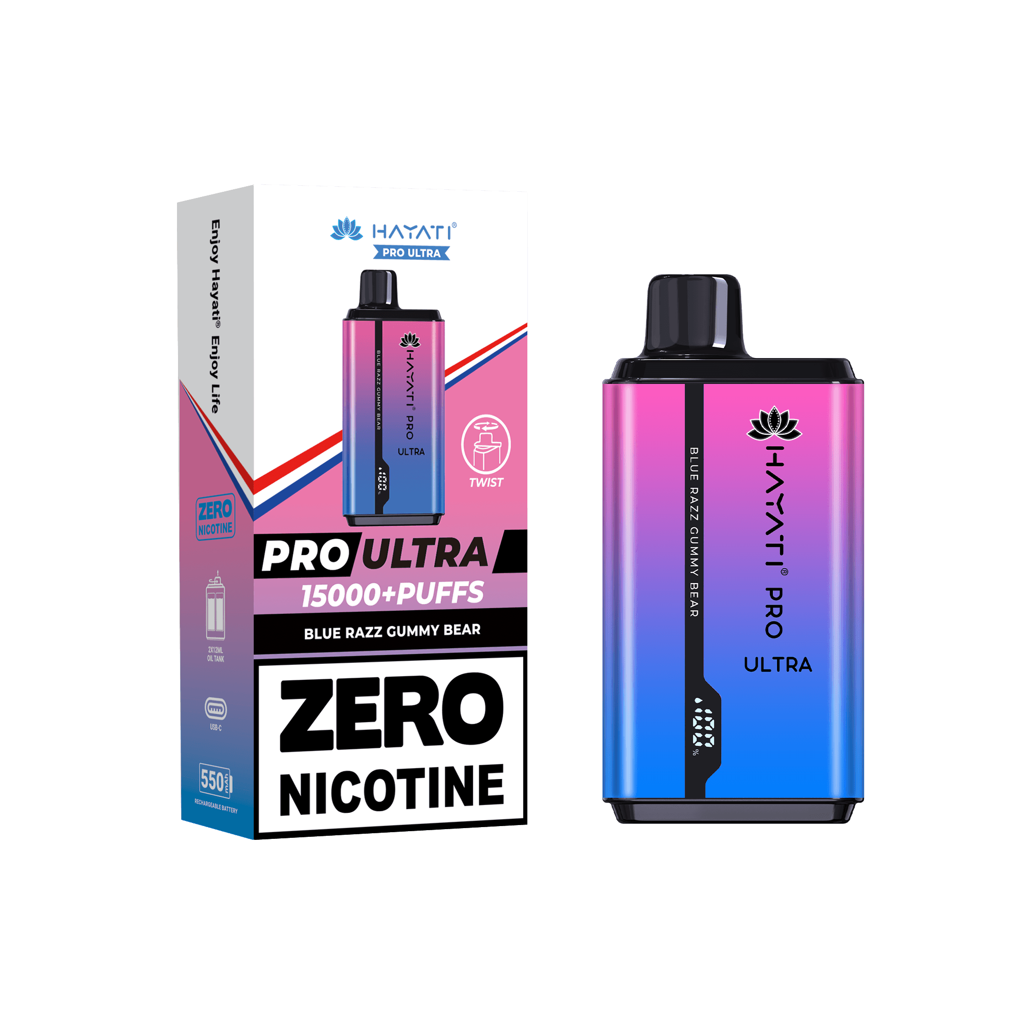 Hayati Pro Ultra Blue Razz Gummy Bear 0mg - Click & Vape