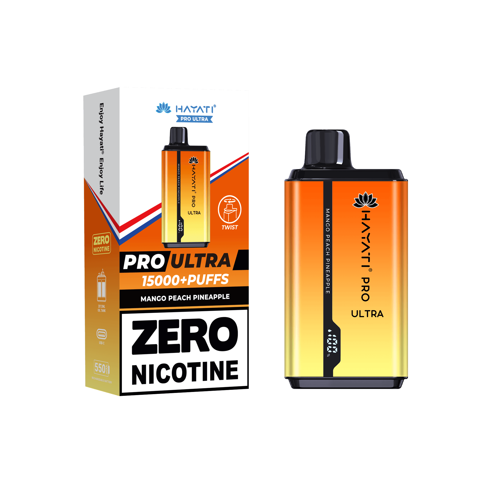 Hayati Pro Ultra Mango Peach Pineapple 0mg - Click & Vape