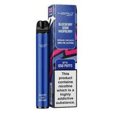 Load image into Gallery viewer, NERD BAR 650 PUFF BLUEBERRY SOUR RASPBERRY Disposable Vape - Click &amp; Vape